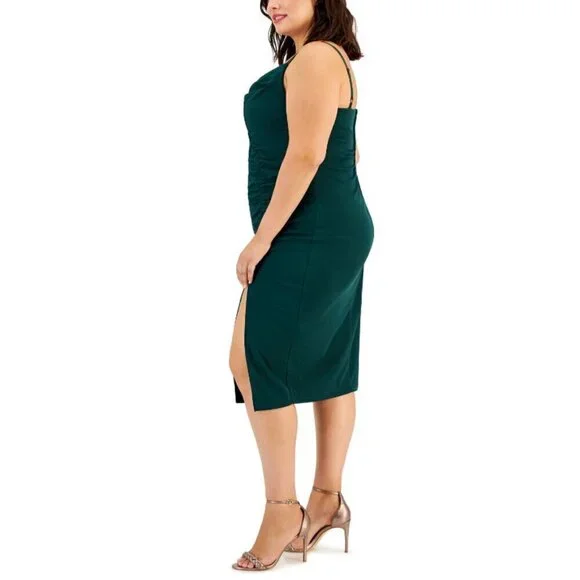 EMERALD SUNDAE Plus Size Draped Dark Green Midi Dress NWT - Picture 3 of 5